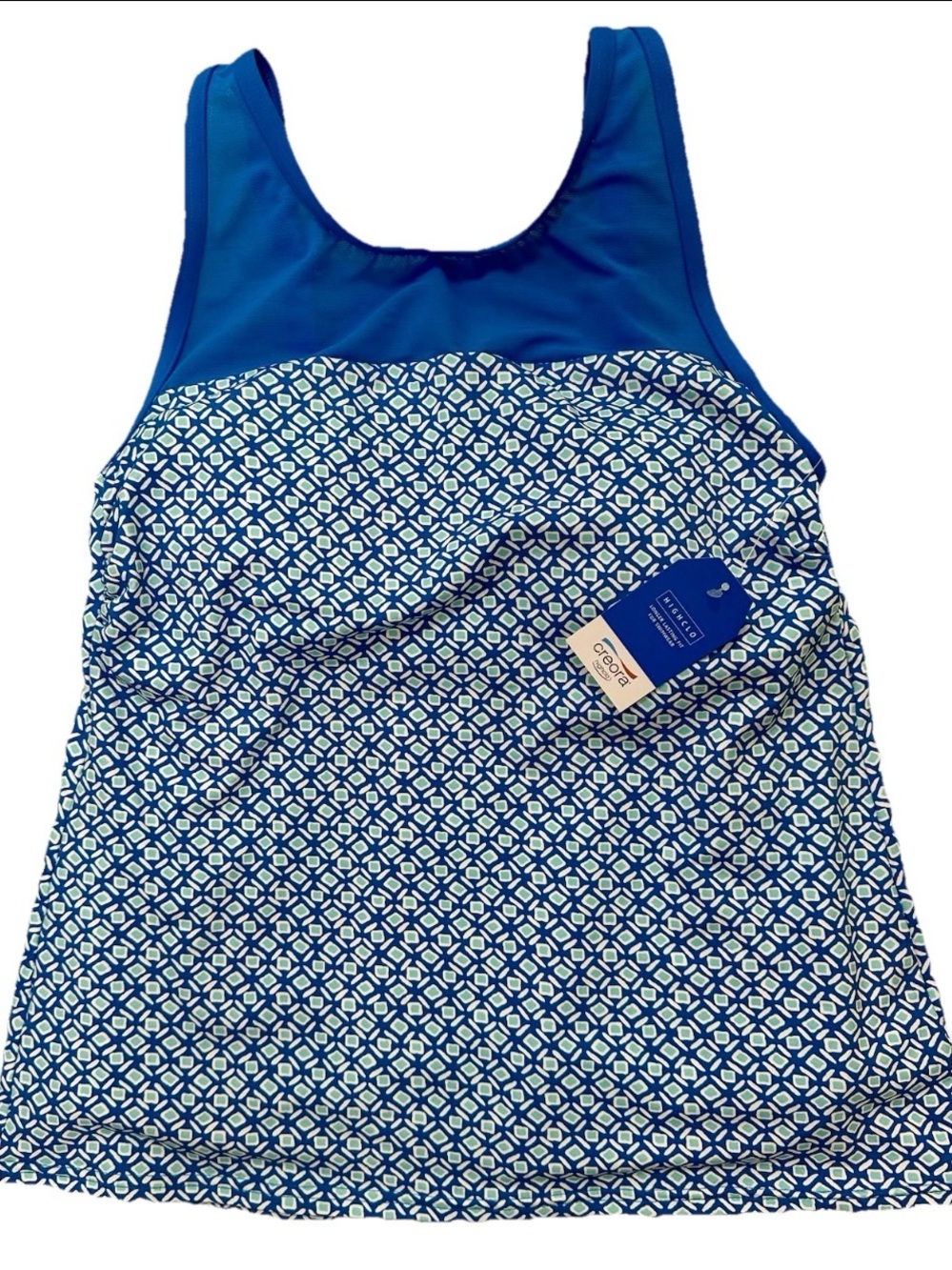 Lands' End NWT Highclo Tankini Top 6 Built In Bra Swim Walk Yoga Beach Summer